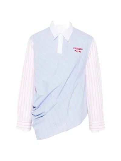 Charles Jeffrey Loverboy Topsy Turvy Striped Panelled Shirt In Blue