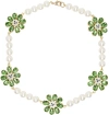 CHARLES JEFFREY LOVERBOY WHITE & GREEN CRAZY DAISY PEARL NECKLACE