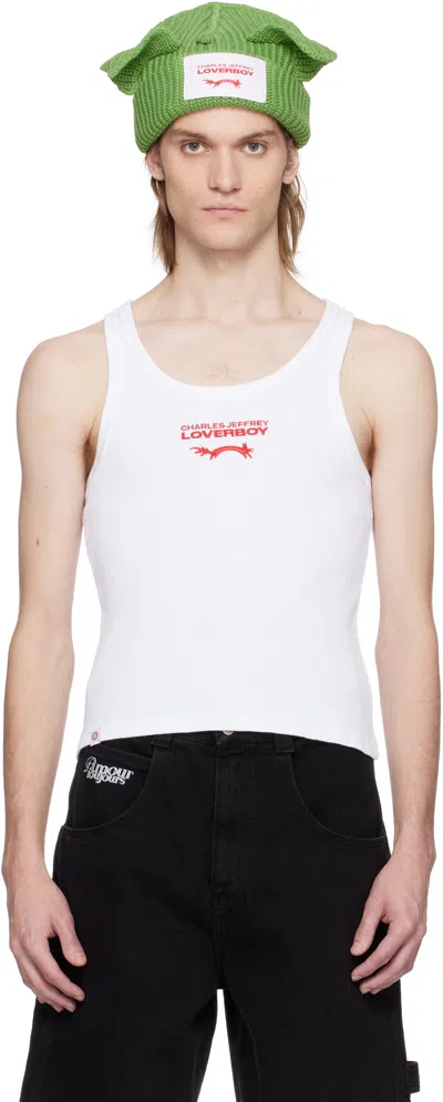 Charles Jeffrey Loverboy White Logo Tank Top In White And Red