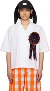 Charles Jeffrey Loverboy Hawaiian Rosette Shirt In White With Stripe