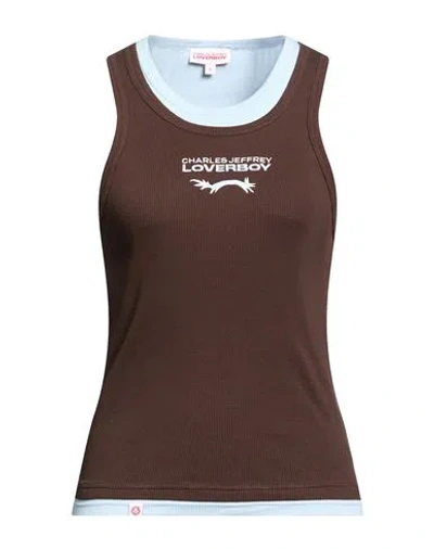 Charles Jeffrey Loverboy Woman Tank Top Chocolate Brown Size Xl Organic Cotton
