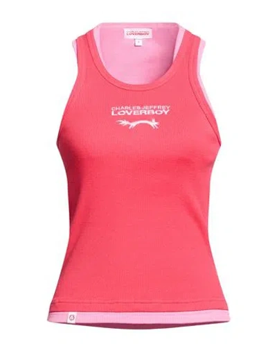 Charles Jeffrey Loverboy Woman Tank Top Red Size Xl Organic Cotton In Pink