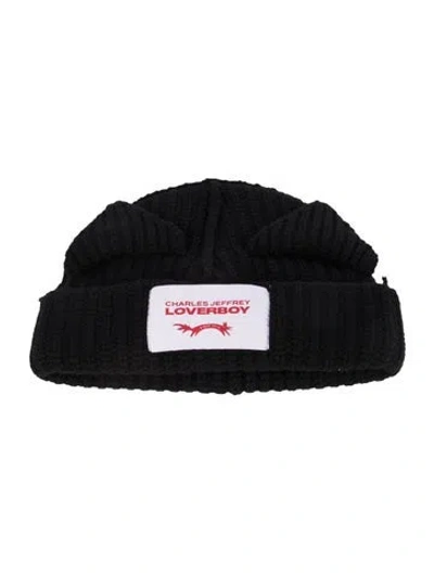 Pre-owned Charles Jeffrey Loverboy Wool Knitted Beanie W/tags In Black