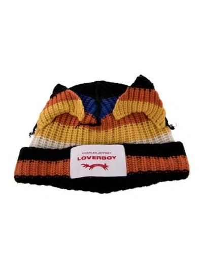 Pre-owned Charles Jeffrey Loverboy Wool Knitted Loverboy Beanie In Orange