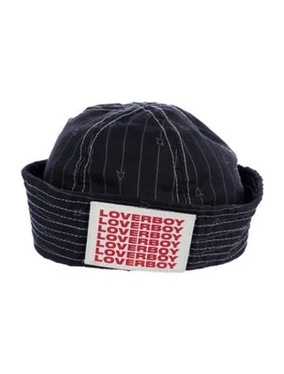 Pre-owned Charles Jeffrey Loverboy Wool Striped Sailor Hat In Blue