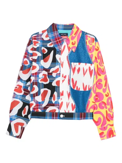 Charles Jeffrey Loverboy X Fred Perry Cropped Tartan Patchwork Jacket In Multi