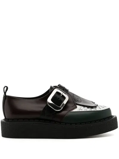 Charles Jeffrey Loverboy George Cox X Cjl Leather Monk Strap Shoe In Green,white