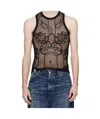 Charles Jeffrrey Loverboy Black Graphic Net Tank Top In Black