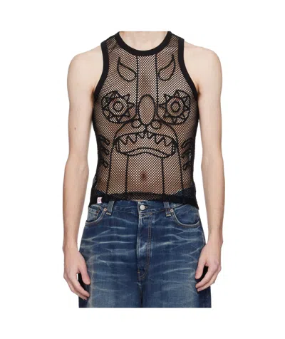 Charles Jeffrrey Loverboy Black Graphic Net Tank Top