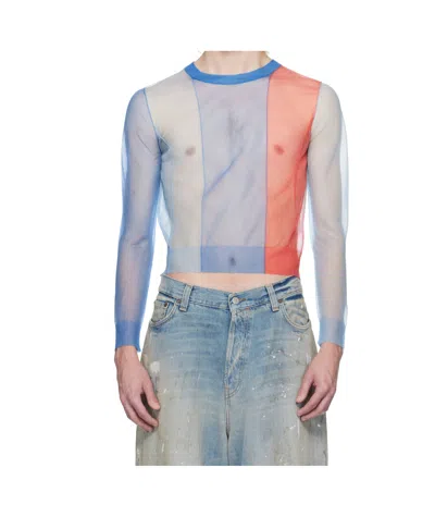 Charles Jeffrrey Loverboy Blue Sheer Sweater In Gray