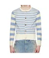Charles Jeffrrey Loverboy Button Down Cardigan In Blue Stripes