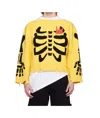 Charles Jeffrrey Loverboy Graphic Slash Sweater In Yellow Skeleton