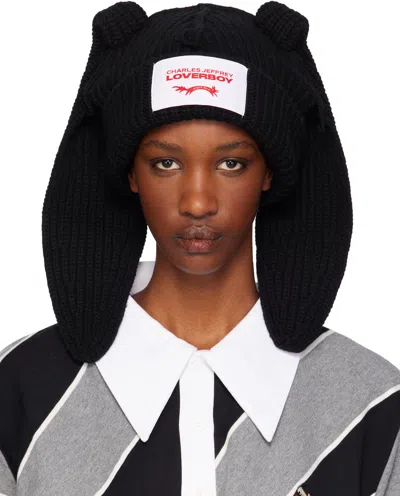 Charles Jeffrrey Loverboy Logo-patch Chunky-knit Beanie In Black