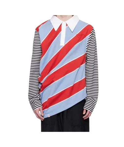 Charles Jeffrrey Loverboy Red  Blue Topsy Turvy Polo In Multicolor