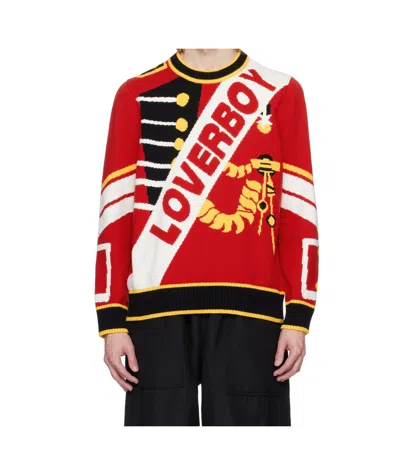 Charles Jeffrrey Loverboy Red 'loverboy' Logo Sweater In Multicolor
