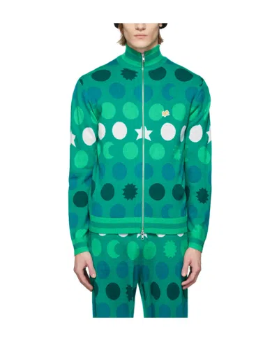 Charles Jeffrrey Loverboy Runes Printed Zip-up Cardigan In Green