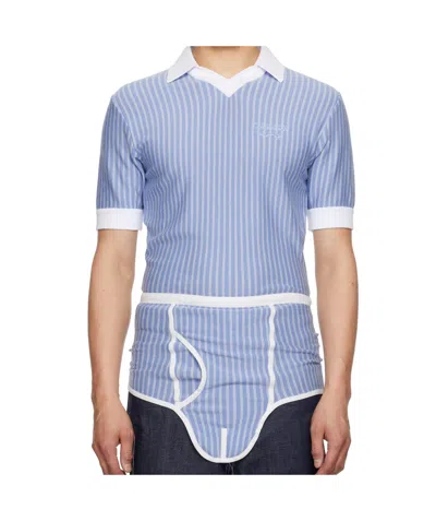 Charles Jeffrrey Loverboy Short-sleeved Polo Shirt In Blue Stripe