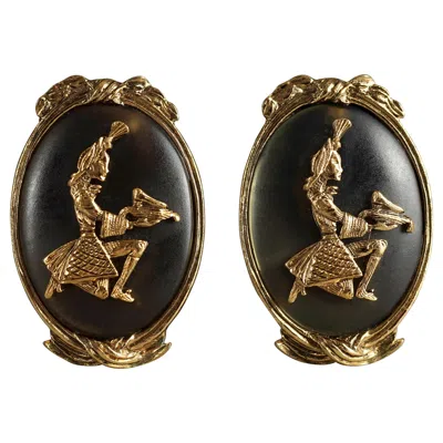 Pre-owned Charles Jourdan Vintage  Figural Earrings In Black