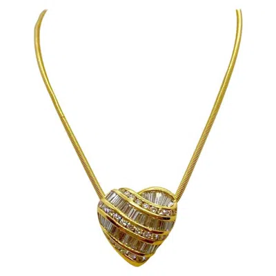 Pre-owned Charles Krypell 18 Karat Yellow Gold, 2.21 Carat Diamond Heart Pendant