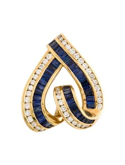 Pre-owned Charles Krypell 18k 1.00ctw Sapphire & Diamond Pendant In Multicolor