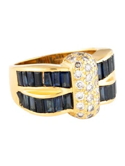 Pre-owned Charles Krypell 18k 1.52ct Sapphire & Diamond Cocktail Ring In Multicolor