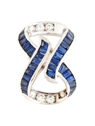 Pre-owned Charles Krypell 18k 1.92ctw Sapphire & Diamond Slide Pendant In Multicolor