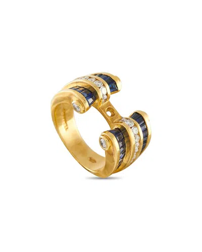 Charles Krypell 18k 3.29 Ct. Tw. Diamond & Sapphire Ring (authentic Pre-loved) In Gold