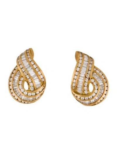 Pre-owned Charles Krypell 18k 3.31ctw Diamond Earclips In Multi