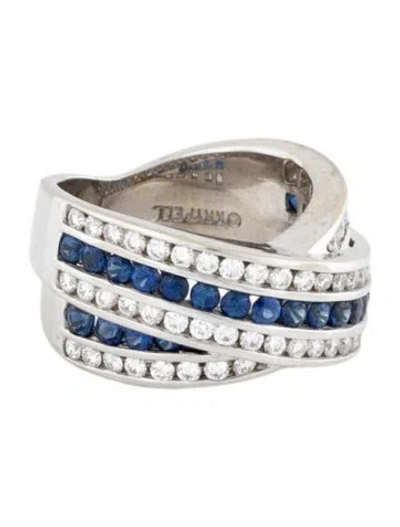 Pre-owned Charles Krypell 18k Sapphire & Diamond Band In Multicolor