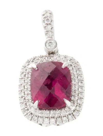 Pre-owned Charles Krypell 18k Tourmaline, Sapphire & Diamond Double Sided Pendant In Multi