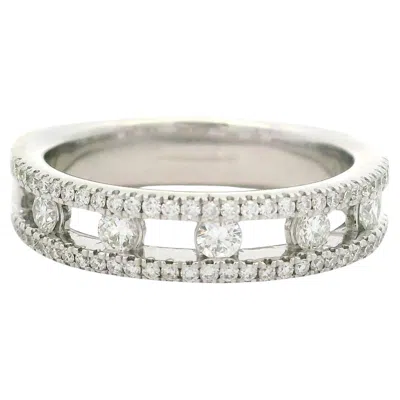 Pre-owned Charles Krypell 18k White Gold 0.59ctw Diamond 5mm Air Floating Center Band Ring