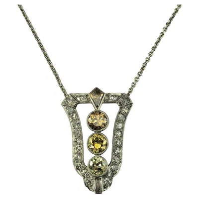 Pre-owned Charles Krypell 18k White Gold Diamond Pendant Necklace #21215