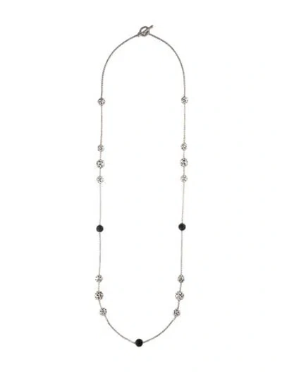 Pre-owned Charles Krypell 6.00 Ctw. Black Sapphire & Ivy Bead Station Necklace, 42" In Multi