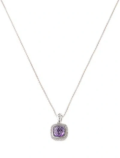 Pre-owned Charles Krypell Amethyst & Diamond Pendant Necklace, 17" In Multi