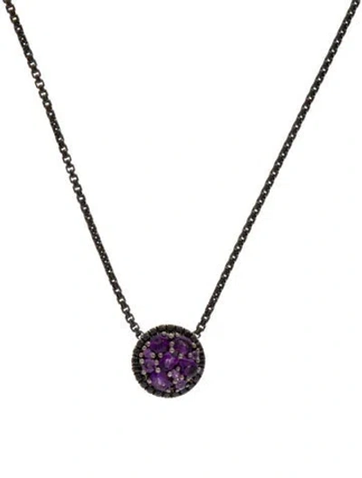 Pre-owned Charles Krypell Amethyst & Sapphire Pendant Necklace, 16.75" In Multi