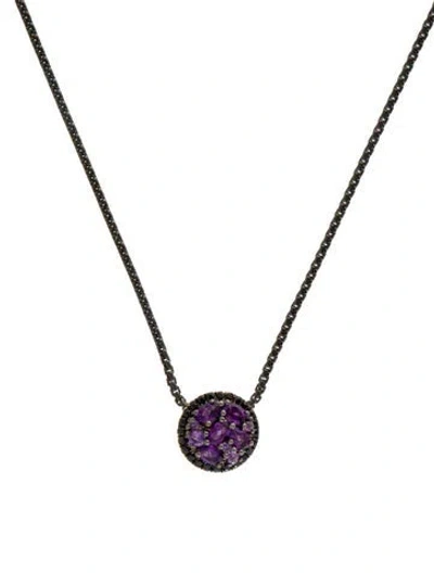 Pre-owned Charles Krypell Amethyst & Sapphire Pendant Necklace, 16.75" In Multi