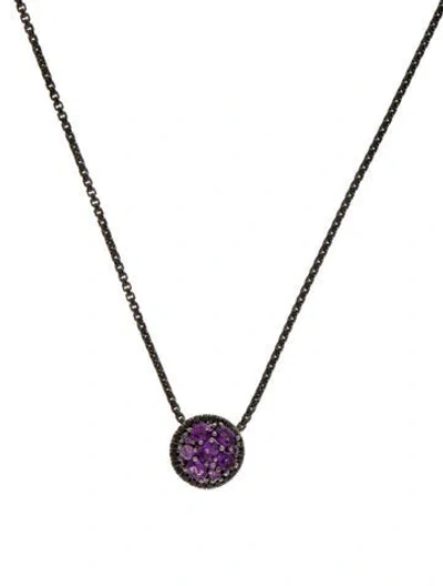Pre-owned Charles Krypell Amethyst & Sapphire Pendant Necklace, 16.75" In Multi