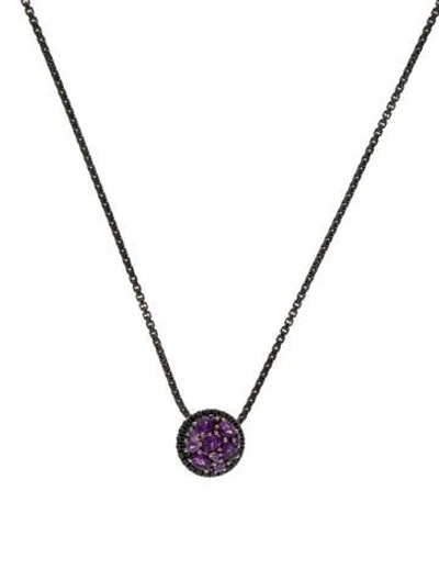 Pre-owned Charles Krypell Amethyst & Sapphire Pendant Necklace, 16.75" In Multi