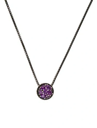 Pre-owned Charles Krypell Amethyst & Sapphire Pendant Necklace, 16.75" In Multi