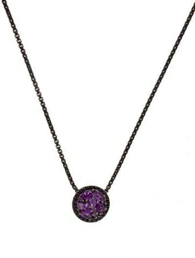 Pre-owned Charles Krypell Amethyst & Sapphire Pendant Necklace, 16.75" In Multi