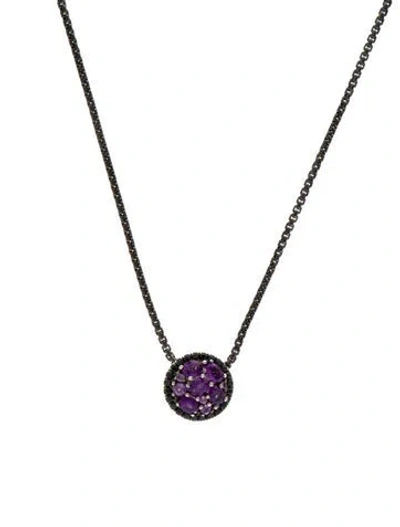 Pre-owned Charles Krypell Amethyst & Sapphire Pendant Necklace, 18.75" In Multi