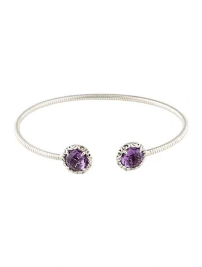 Pre-owned Charles Krypell Amethyst Narrow Cuff Bracelet, 6.5" In Multi