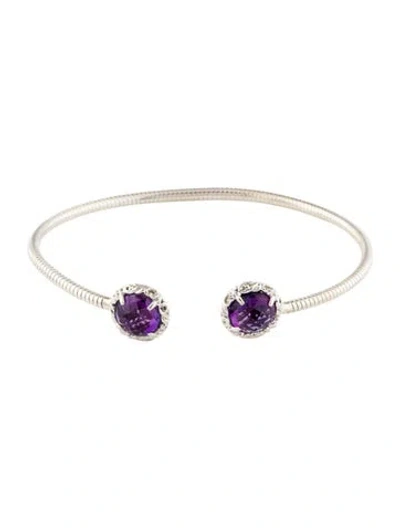 Pre-owned Charles Krypell Amethyst Narrow Cuff Bracelet, 6.5" In Multi