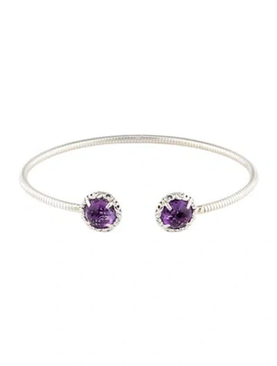 Pre-owned Charles Krypell Amethyst Narrow Cuff Bracelet, 6.5" In Multi