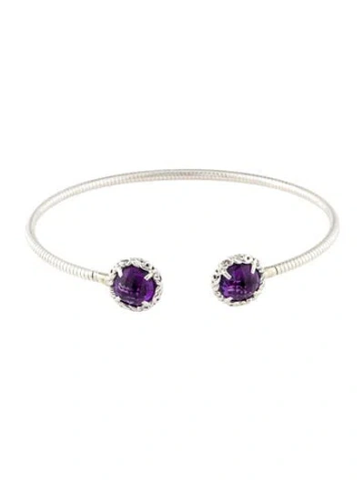 Pre-owned Charles Krypell Amethyst Narrow Cuff Bracelet, 6.5" In Multi
