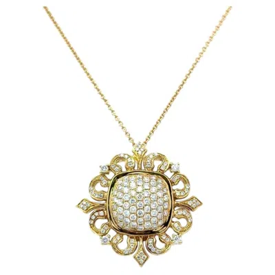 Pre-owned Charles Krypell Diamond 18k Gold Large Pendant Necklace In Multi