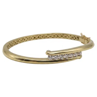Pre-owned Charles Krypell Diamond 18k Yellow Gold Bangle Bracelet