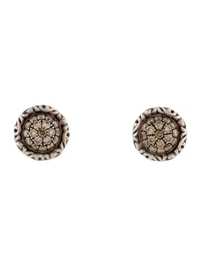 Pre-owned Charles Krypell Diamond Round Stud Earrings In Multi