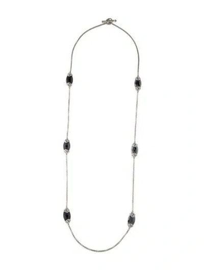 Pre-owned Charles Krypell Hematine & Quartz Doublet Station Necklace, 40" In Multi