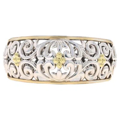 Pre-owned Charles Krypell Ivy Cuff Bracelet 6 1/4" - Sterling 925 & Yellow Gold 18k Scroll